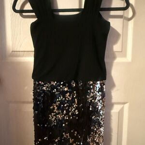 Chic Black and Silver Sequin Kids Dress